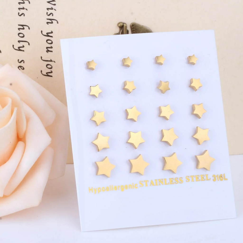 Wholesale Pack Of Gold Star Stud Earrings